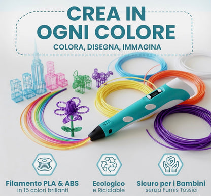 Kit Completo de Bolígrafo 3D - Filamento de 12 Colores ✅