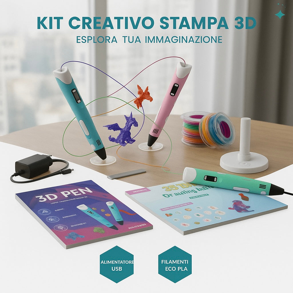 Pacchetto Completo Penna 3D - Filamento 12 colori