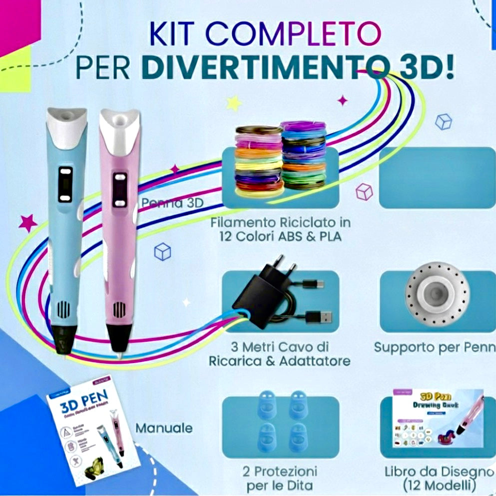 Pacchetto Completo Penna 3D - Filamento 12 colori