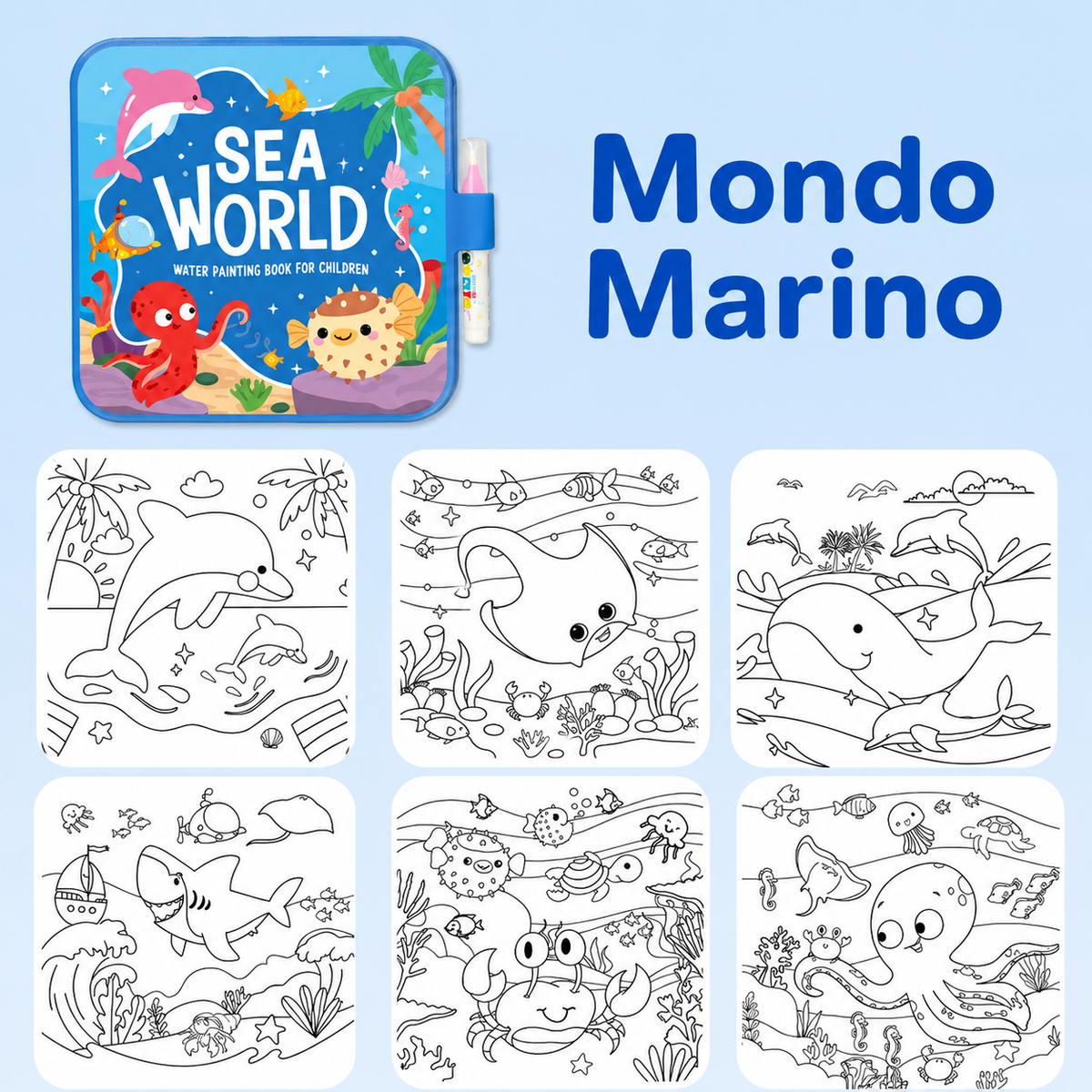 Libro Mágico para Colorear con Agua – Reutilizable 